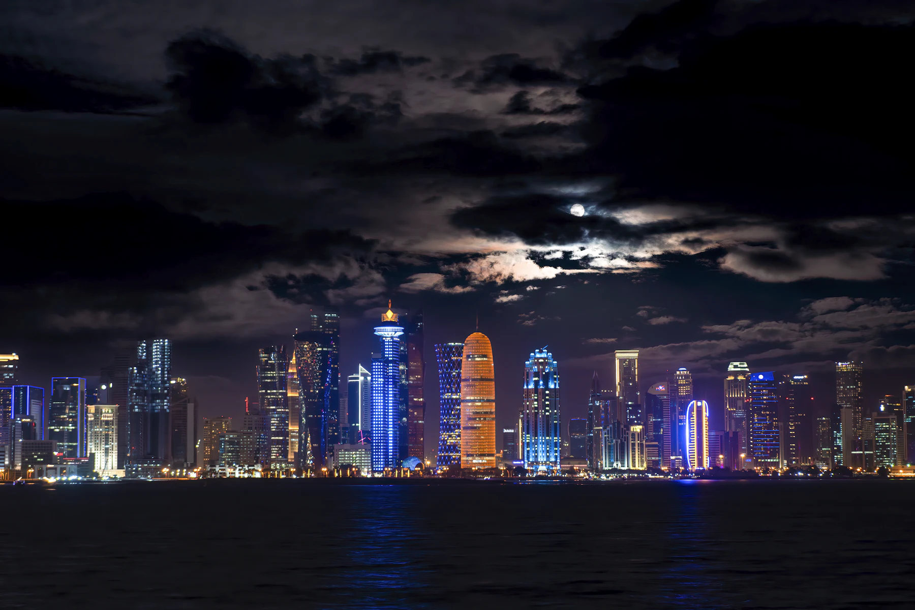 Doha skyline at night